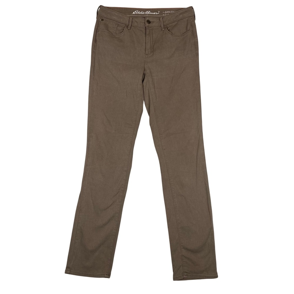 Eddie Bauer Slightly Curvy Slim Straight Leg Pants Womens T12 Brown